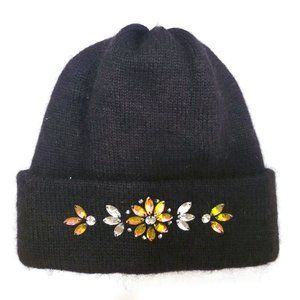 Toscana Beaded Black Beanie Hat